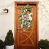 New Easter Wreath with Green Plants, Bowknot, and Rabbit Wall Decor