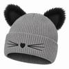Embroidery Cat Ear Beanie Faux Fur Winter Hat Cute Kawaii Beanie  For Women