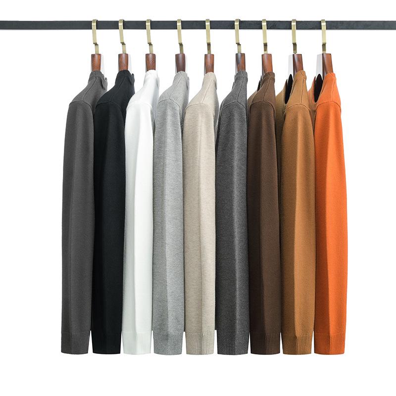 Men’s Solid Color Round Neck Pullover Sweater - Simple, Versatile Long Sleeve T-Shirt Style