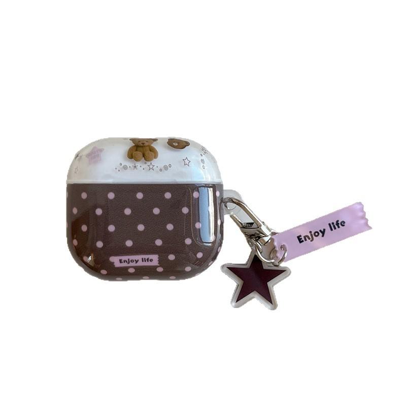 Coffee pink polka dot bear AirPods 1 generation earphone case for AirpodPro1 generation earphone case Pro1