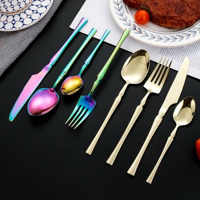 16-teiliges Geschirrset Edelstahl Besteckset Messer Gabel Teelöffel Abendessen-Set Küchengeschirr Silberwarenset