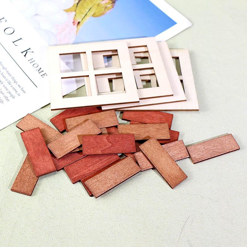 10Pcs 1: 12 Scale Mini Wooden Dollhouse Floor Boards Miniature Dollhouse Flooring Bamboo Furniture For Model Accessories