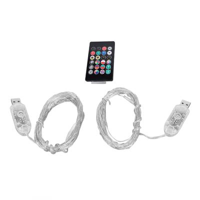 2pcs Fairy Light with USB Plug 33Ft 100LED RGB Bluetooth App Control Remote Control IP44 Water