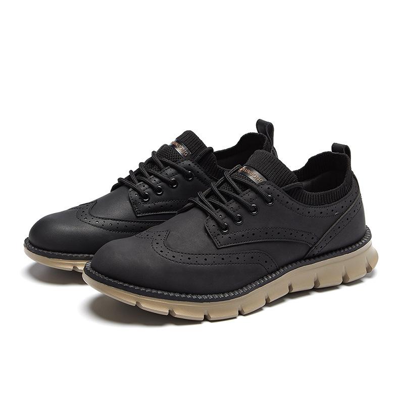 Spring autumn new brogue style sports shoes soft sole comfortable large size outdoor men's casual sneakers shoes M027