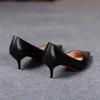 Sexy Moda Donna Décolleté in Morbida Pelle Primavera Nuovo Tacco Alto Sottile 2025 Nuove Scarpe da Abito Stiletto Nere Taglia Grande