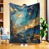 1pc Night Sky Stars Flannel Blanket, High-Definition Digital Print, Suitable for All Seasons, Sofa Throw, Skin-Friendly and Soft 100% Polyester Fiber,