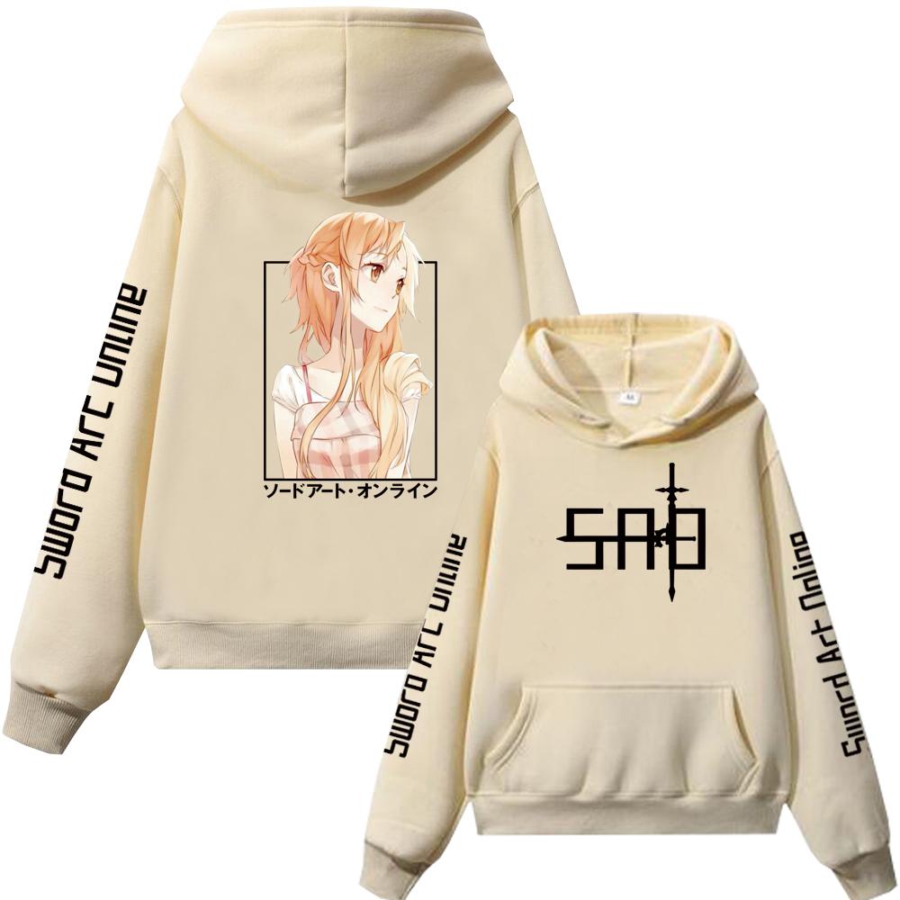 Anime Sword Art Online Couple Hoodie Kirito And Asuna Men Women Sweatshirts Harajuku Long Sleeve Fleece Warm Hooded Pullover