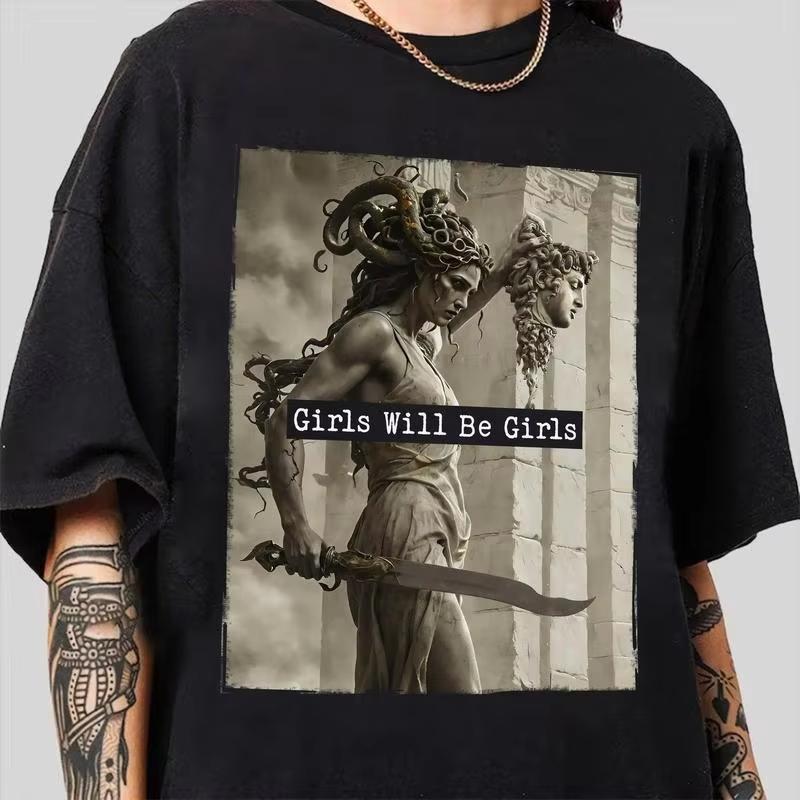 

Medusa Girls Will Be Girls classic Graphic 100cotton unisex shirt 2026 Summer New Oneck Mens Y2k retro Short Sleeve Tshirt XL