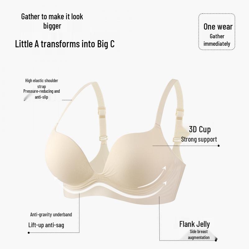 Gładki Biustonosz Bandeau Push-Up na Mały Biust - Antypoślizgowy i Zapobiegający Opadaniu z Zapięciem z Przodu i Pięknym Tyłem