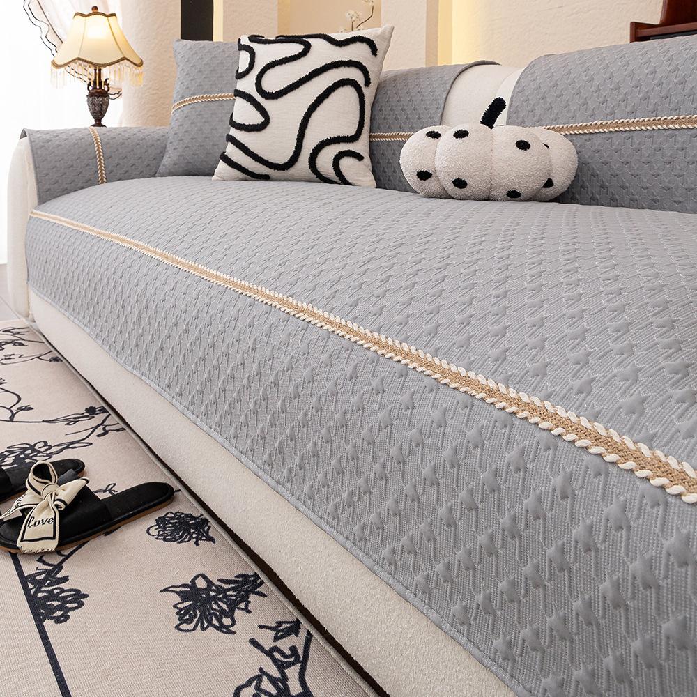 Cool Knitted Summer Sofa Cushion  New Simple Non-Slip Solid Color Seat Cushion Fabric Sofa Cover Cloth Cover Towel