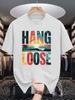 Hang Loose Beach Surf Print Unisexs Crew Neck T Shirt Retro Sunset Letter Graphic Short Sleeve Casual Cotton Trendy Street Tees