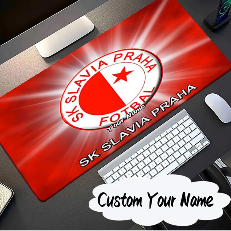 Custom Name Mouse pad Red And White Prague Football Mouse pad, Gaming Mouse Pad, keyboard pad, Desk Decor for computer notebook Fan Birthday Gift