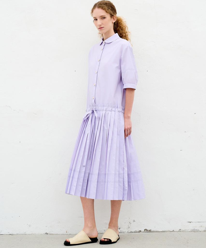 MITTE Stitch Line Pleats Dress_Lavender