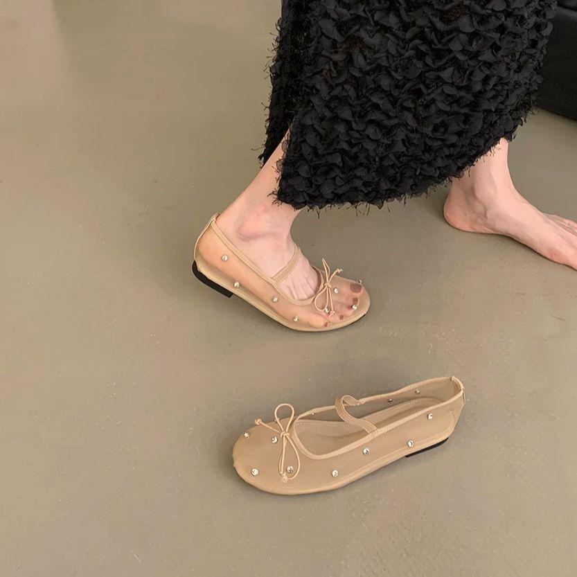 Fashion Bailamos New Brand Women Flat Shoes Fashion Mesh Ladies Elegant Mary Jane Shoes Soft Sole Outdoor Dress Ballerinas