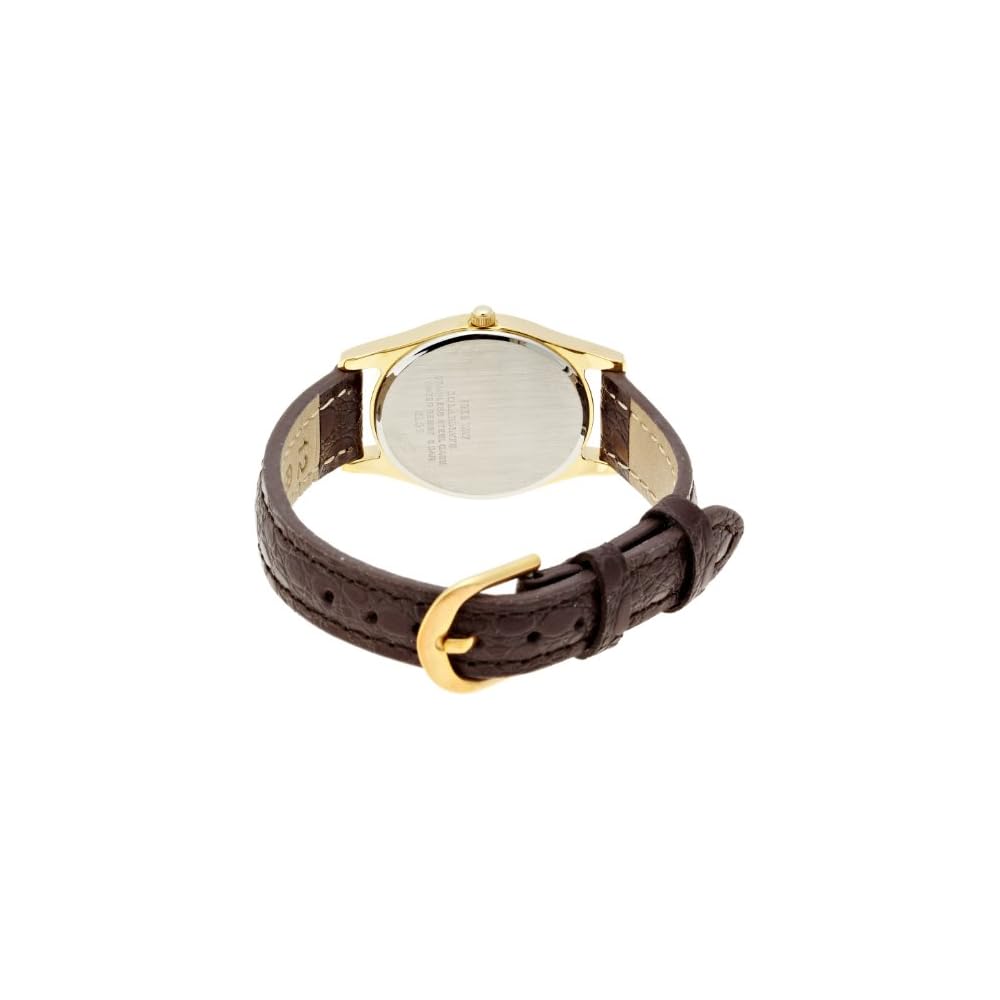 Citizen Q&Q Analog Solar Waterproof Watch Brown Leather Strap Women's White Brown
