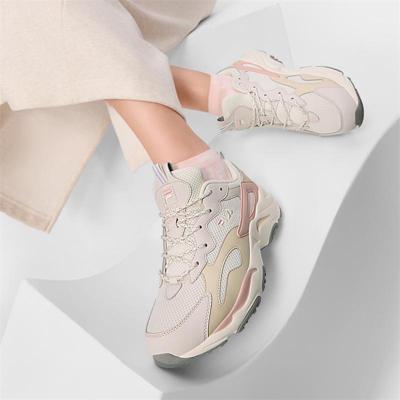 FILA Versatile Simple Retro Low-Top Casual Shoes Women sneaker White-Agate-Gray White-Sand-Gray F12W422113FWW