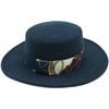 French Retro Japanese Simple Temperament Mixed Blue Flat Top Top Hat Men'S And Women'S Autumn And Winter Wool Felt Hat British Tide