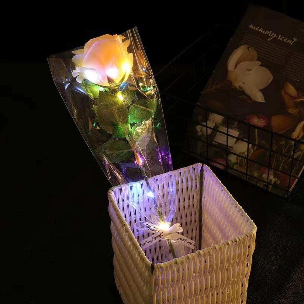 1pcs Led Light Up Glowing Roses Red Flower Bouquet Led Flash Handheld Valentine's Day Glow Party Wedding Decoration