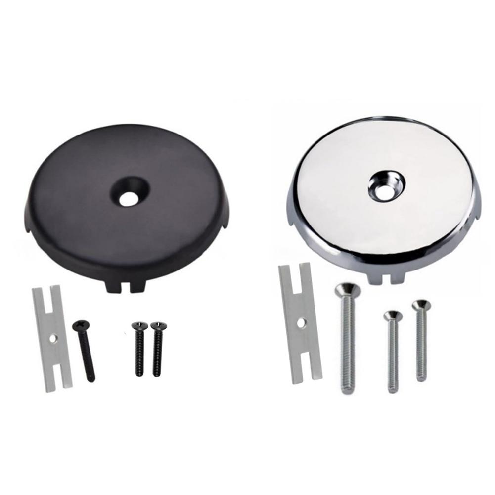 Single Hole Bathtub Drain Overflow Panel With 3 Screws Drain Overflow Panel Bathroom Accessories Round Plastic Kitchen