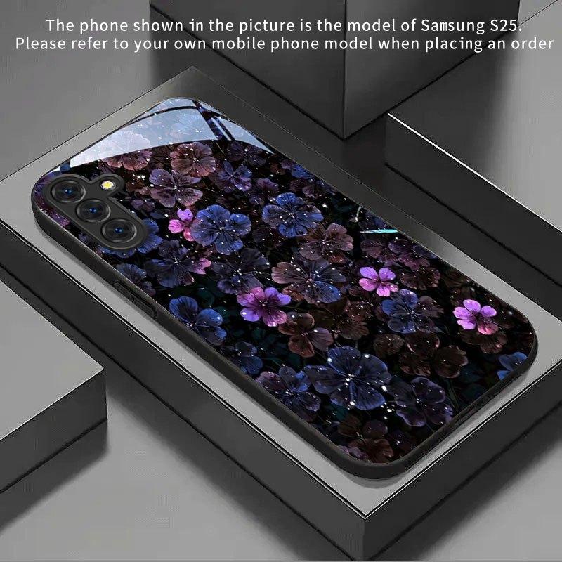 Premium Tempered Glass Phone For Galaxy S26 / S21 / S22 / S23 / S24 / S25 FE / Ultra / Plus Series: Purple Orchid At Night