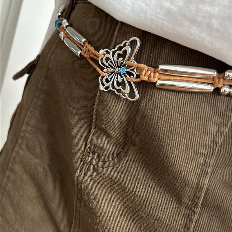 Diamond-encrusted Acrylic Butterfly Hollow-woven Waist Chain Niche High-end Retro Necklace Ethnic Style Temperament Necklace Women