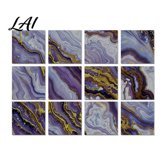 Heat Resistant Kitchen Backsplash Tiles 12PCS Imitation Marble Pattern Wall Stickers Self-Adhesive Waterproof EVA Scratch Decor for Home Tiles,
