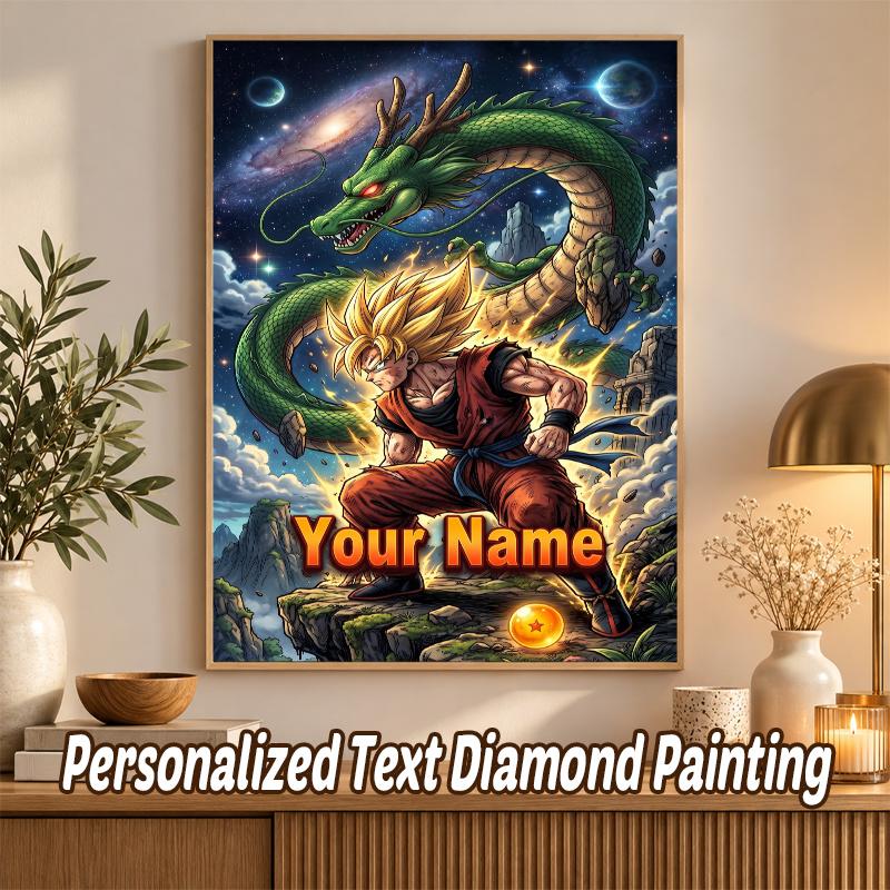 Dragon Ball Goku Custom Name Diamond Painting Personalized 5D Full Drill DIY Diamond Art Home Decor