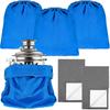 4 Pcs Silver Storage Bags Anti Tarnish 18 X 18 Inch Blue Silverware Bags with 2 Pcs Silver Polishing Cloth Fabric Silverware Protection for Jewelry,