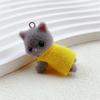 Dress Cat Pendant Cute 3D Hairy Flocking Animal Cat Charms Miniature Dolls Keychain Necklace Pendant DIY Crafts Jewelry Make