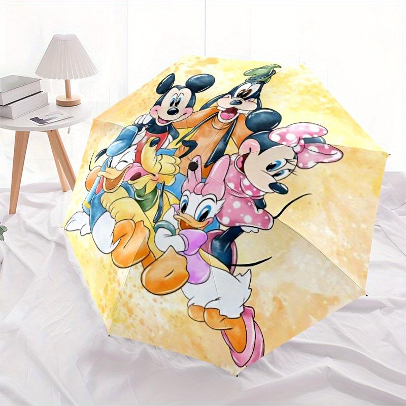 1pc Mickey, MinnieDesign Automatic Open/close Folding Umbrella - Compact Travel Umbrella, Heavy-Duty 8-Rib Construction