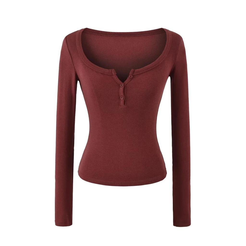 Women's Autumn Spicy Girl Square Neck Faux Cashmere Long Sleeve Top