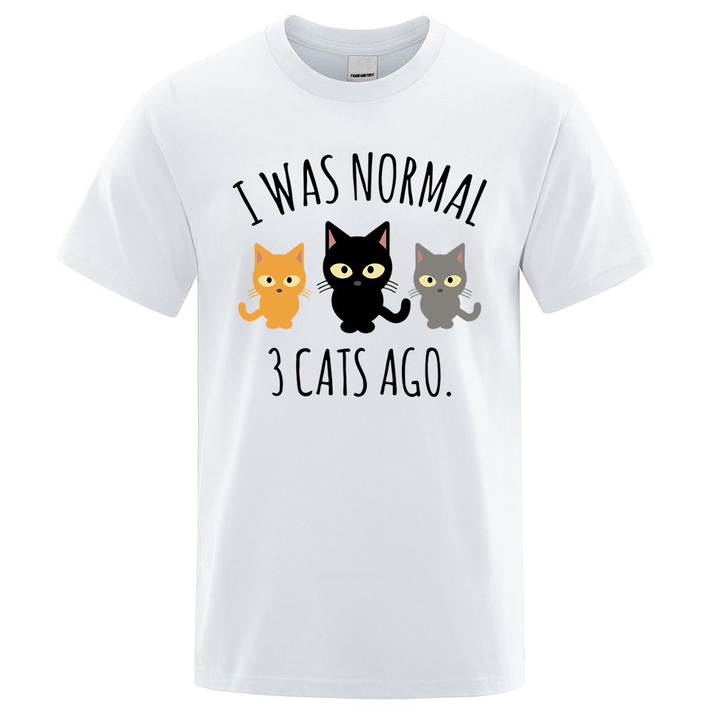Ich war normal vor 3 Katzen Bedruckte Herren T-Shirts Normale Ärmel Kleidung Mode Atmungsaktive T-Shirts Herren Lässig Sommer T-Shirts