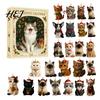 Holiday Countdown Gift Box 24 Day Cat Advent Calendar with Acrylic Christmas Ornaments, 2D Flat Animal Themed Ornaments Hanging Decorations, Xmas Tree