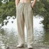 Erkek Pamuk Keten Pantolon Hawaii Tatil Tatil Plaj Pantolon Nefes Sokak Stili Rahat Pantolon Gevşek Erkek Dipleri