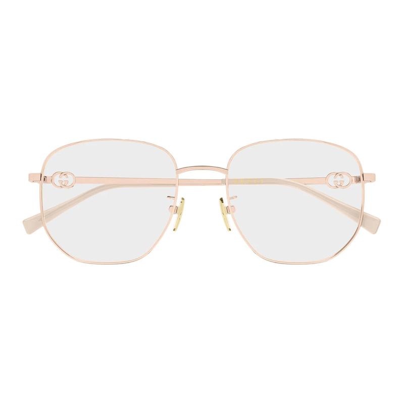 Gucci Optical Glasses [Available Prescriptions] Movable Nose Pads, Brand 003 (gold Frame/transparent Lens) 54 Dust Bag + Glasses Case (random Color)