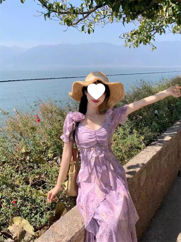 Plus Size Summer 2026 Gradient Chiffon Dress with Ruffles