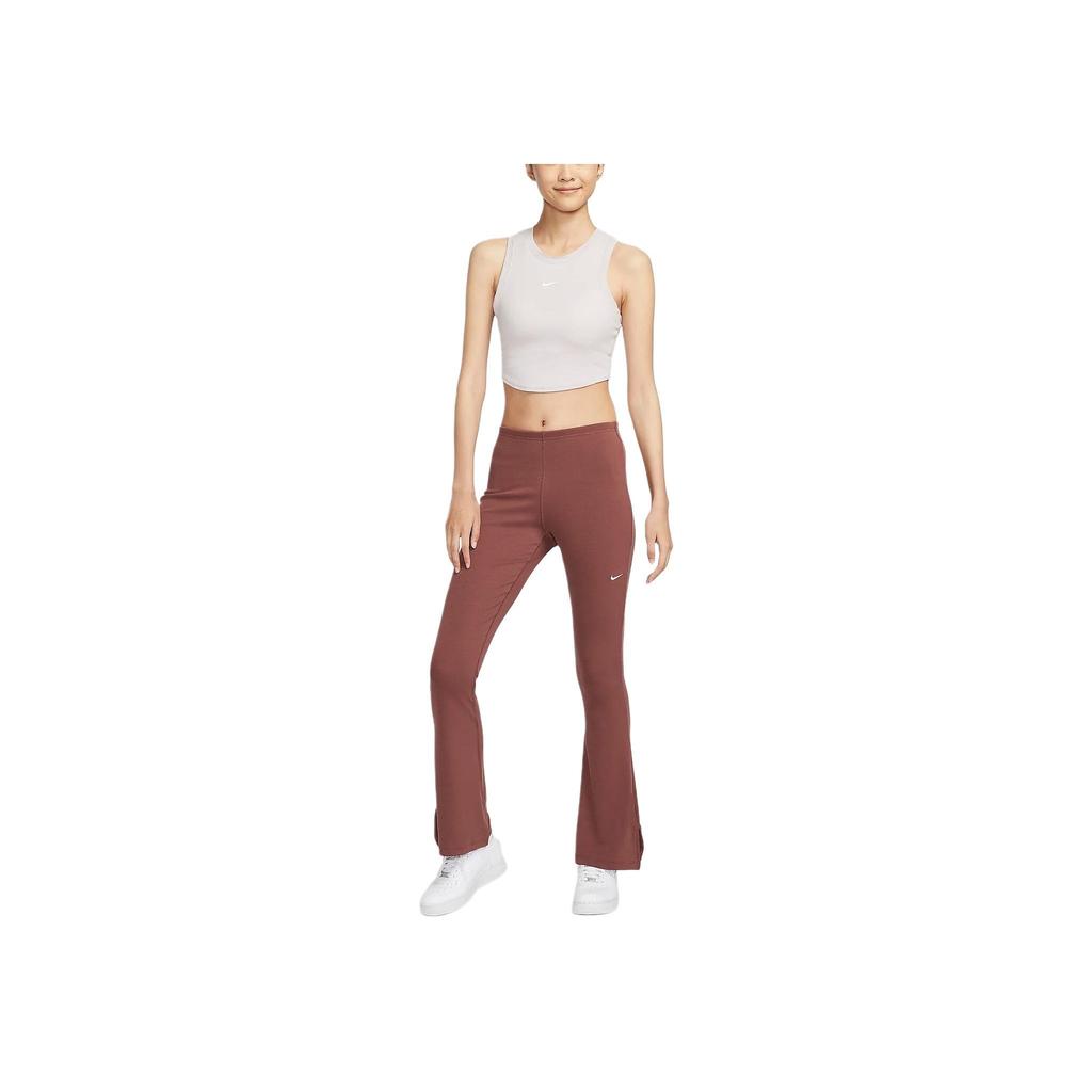 Nike Sportkleding Chill Knit Street Dance Serie Geribbelde Wijde Slim Fit Comfortabele Sport Lange Broek Dames Onderkleding Roodbruin Zeilwit FQ2114-218