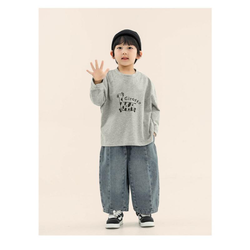 Boys Korean Style Patchwork Casual Denim Long Pants For Kids Spring Autumn