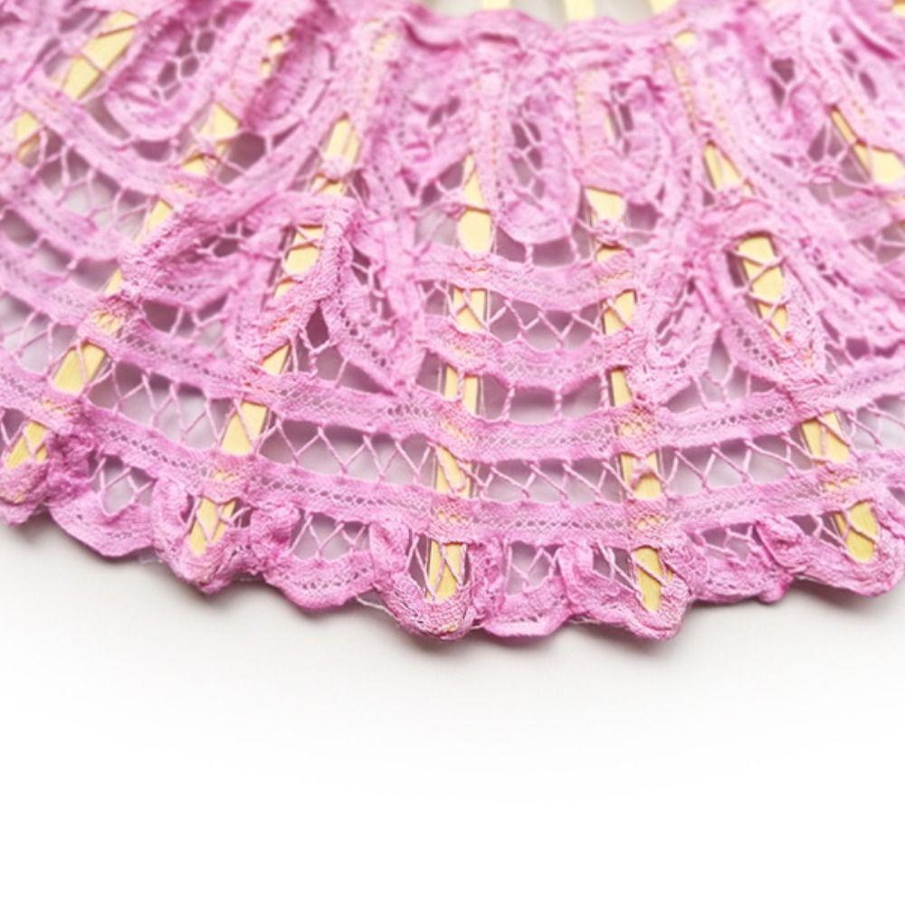 European Style Vintage Lace Hand Fan Bamboo Handle Dance Fan Embroidered Folding Fan  Wedding