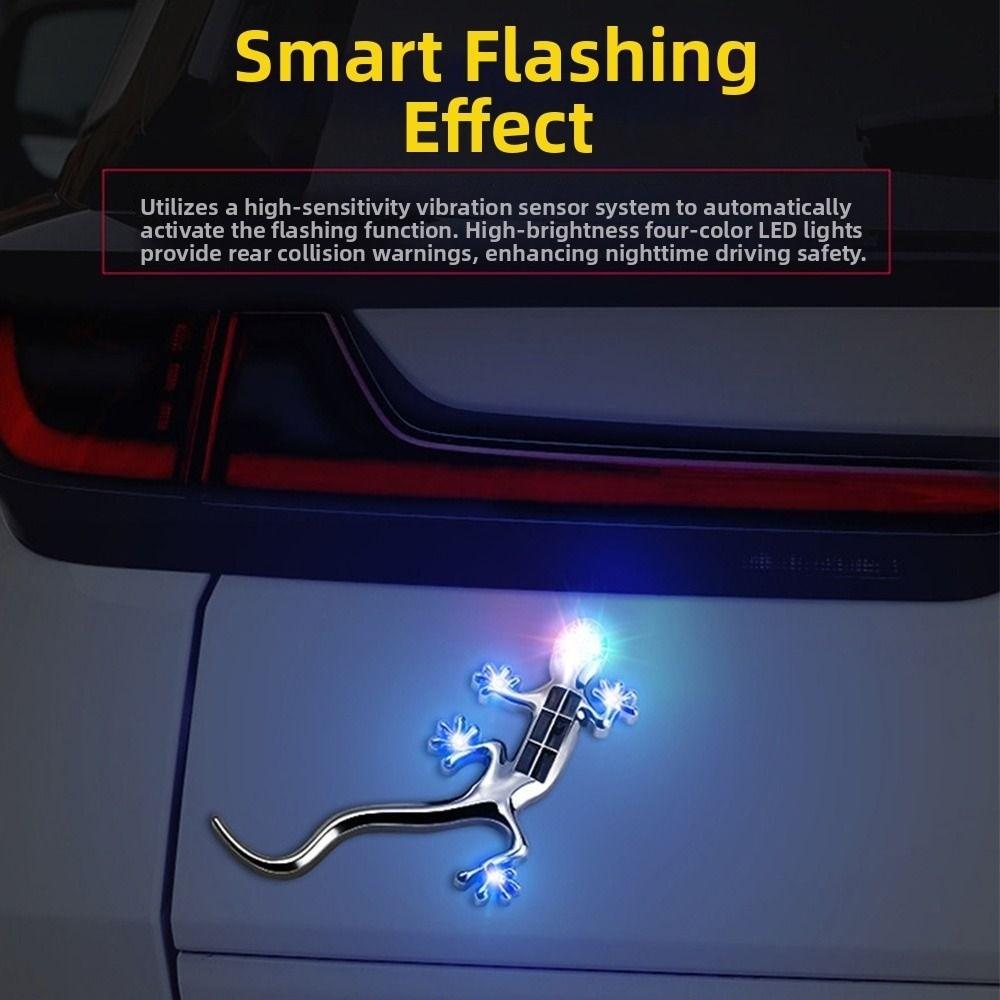 Solar Powered Gecko LED Light Gecko Shape Car Signal Lamp New Solar Warning Light Driving Warning