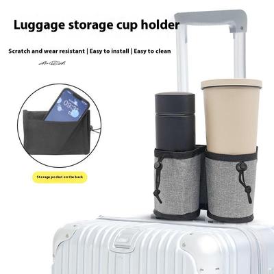 1Pc Durable Travel Luggage Cup Holder Free Hand Suitcase Drink Bag for Milk Tea Coffee Fits All Suitcase Handles