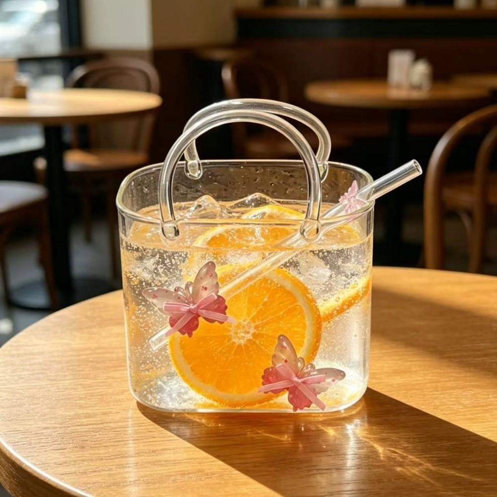With Straw Handbag Glass Cup Novelty Beer Drinking Mug Creative Cocktail Glasses Bar Tools