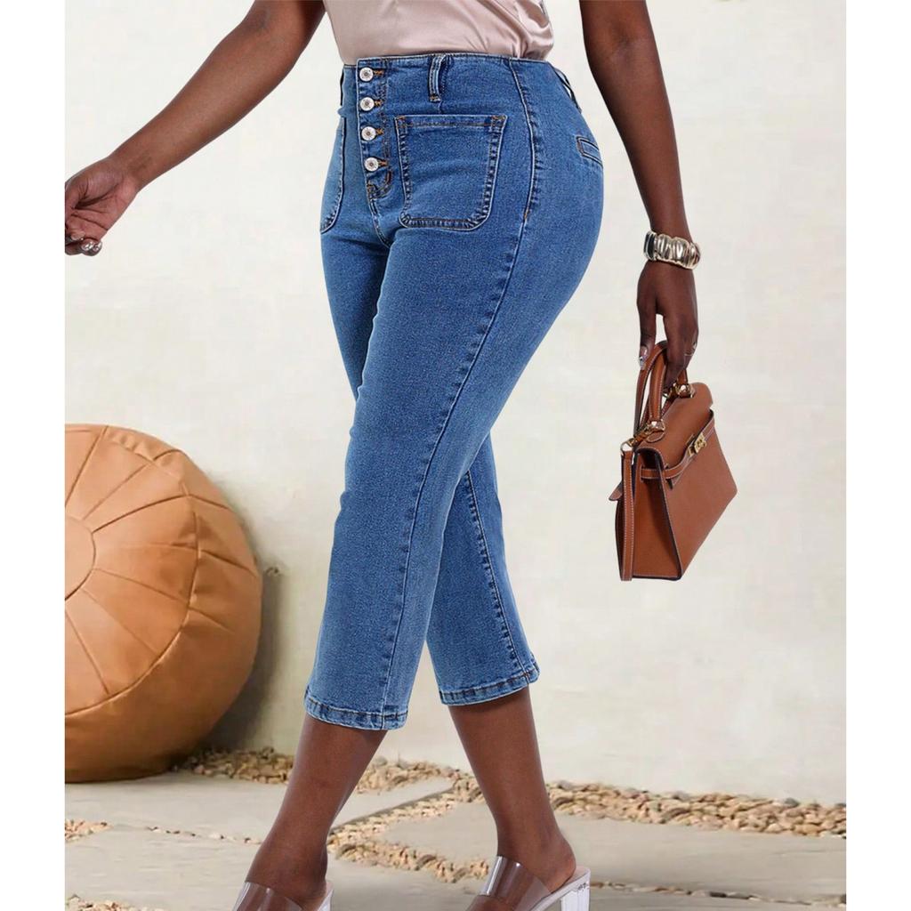 Women's High Waist Washed Women's Jeans Fashionable Versatile Straight Leg Pants