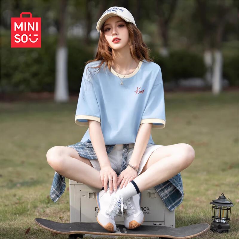 

MINISO Women s Pure Cotton Slim-Fit Short Sleeve T-Shirt L