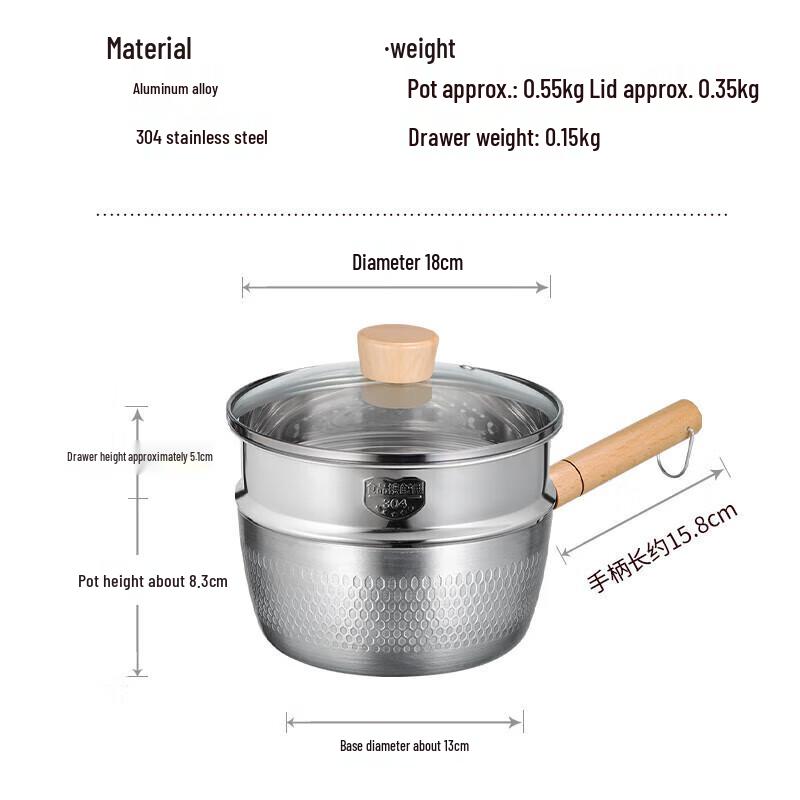 Chu Da Huang 18cm Garnek do mleka Yukihira ze steamerem