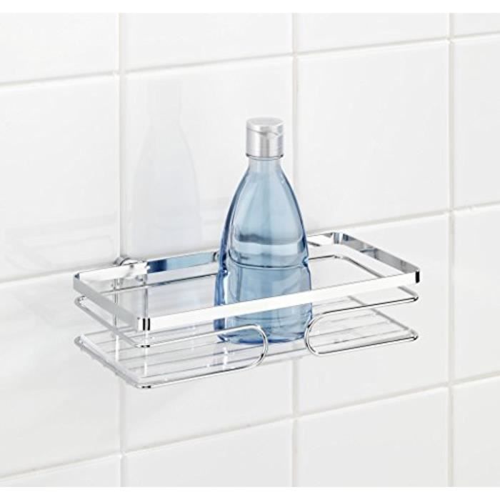 Etagère murale - WENKO - Premium - Acier inox brillant - Fixation sans perçage - Salle de bain