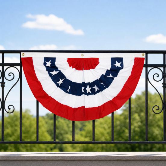 USA Fächerfahne, 4. Juli Amerikanische Flaggen Girlande, Rot Weiß Blau Patriotisches Halbfächer Banner für Unabhängigkeitstag Veranda Garten Außen Innen