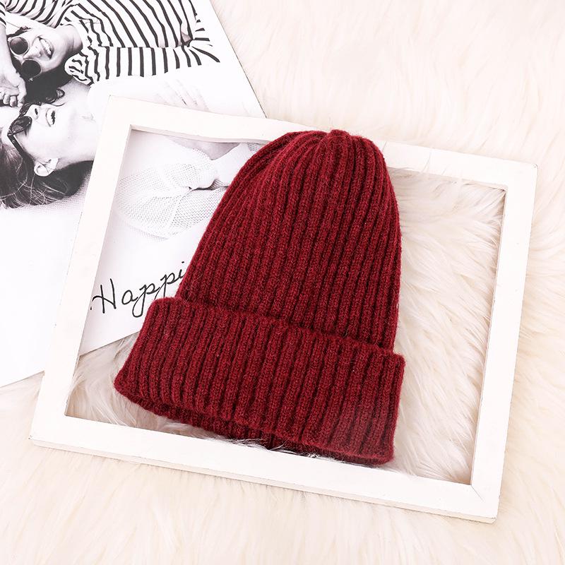New Winter Mohair Pullover Hat Korean Style Curled Bell Shaped Knitted Hat for Women Candy Colored Warm Woolen Hat