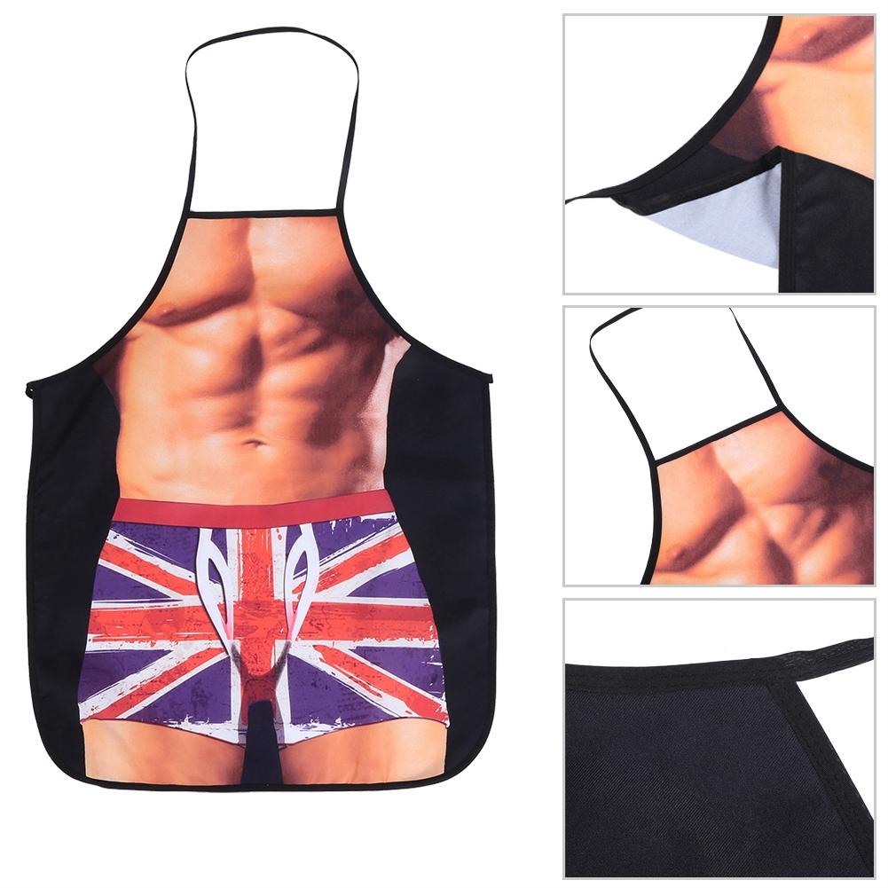 3D Funny Cooking Apron Sexy Man Woman Apron Waterproof Apron (Muscle Man)