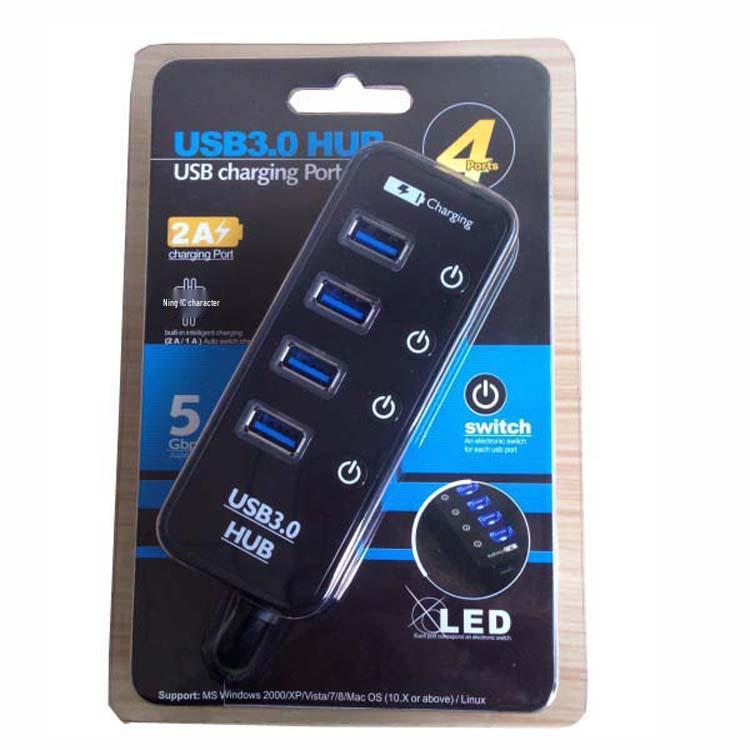 USB 3.0 Hub Expander: 4-Port Fast Charging Multi-Interface Splitter